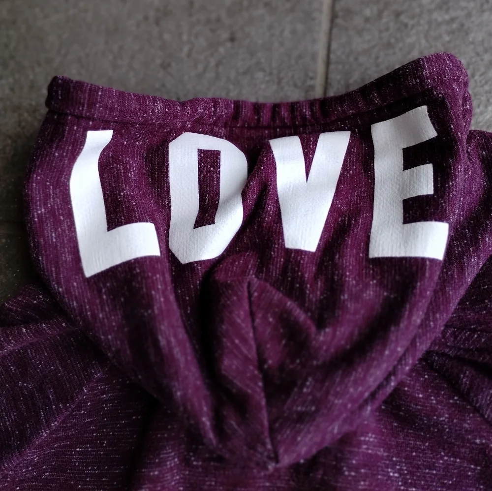 Reflex Womens medium Love Logo Pullover Blended Cotton Burgundy Hoodie crop top - Picture 9 of 12